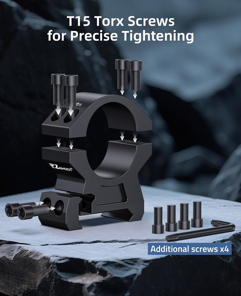 EZshoot 1 Inch Scope Rings Mount - Compatible with Picatinny Rails and More - 2 Pieces - Image 4